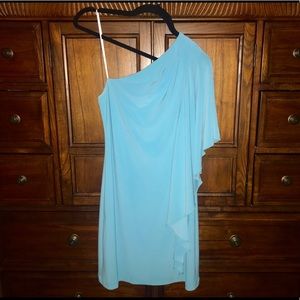 Sexy, One-Shoulder Aqua Blue Dress